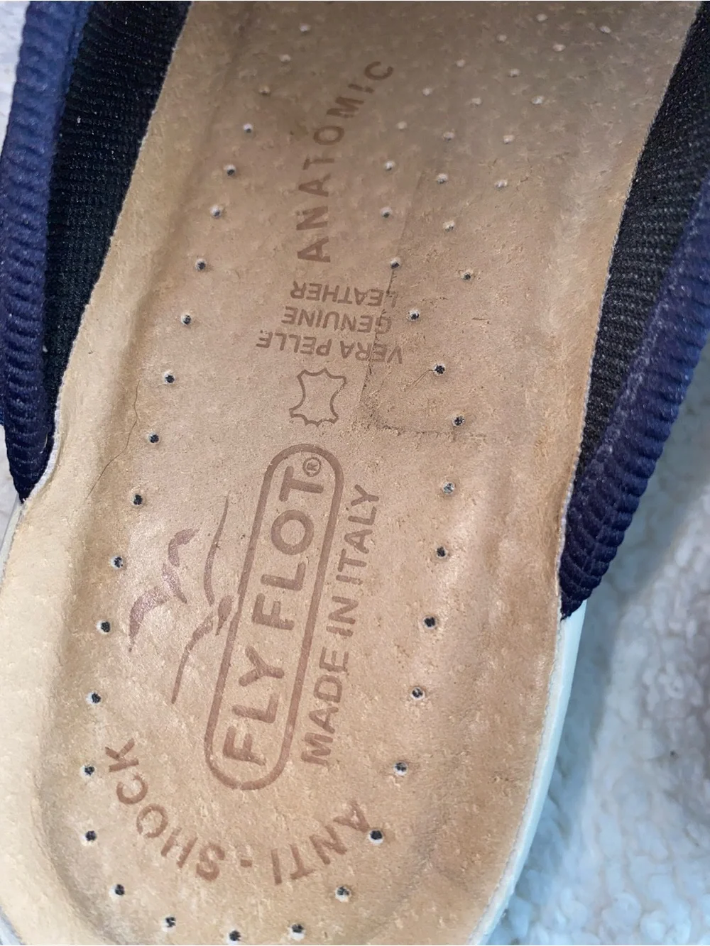 Fly Flot Women’s Navy Blue Mesh Comfort Mule Clogs Made in Italy 40 9/9.5